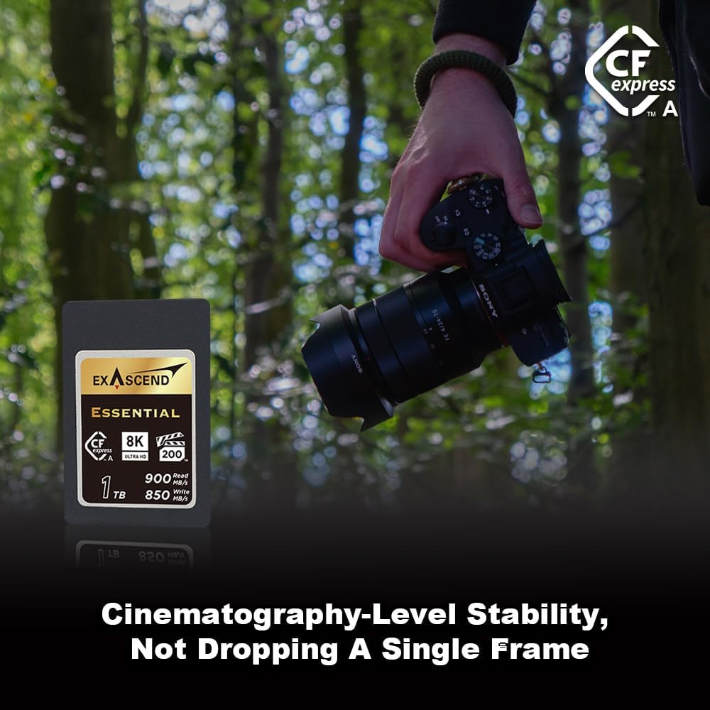 Exascend 120 GB / 180 GB / 240 GB Essential CFexpress Type A Card, Sustained Read 800MB/s, Compatible with Sony a1 / a7S III / a7 IV / FX3 / FX6 (360GB)