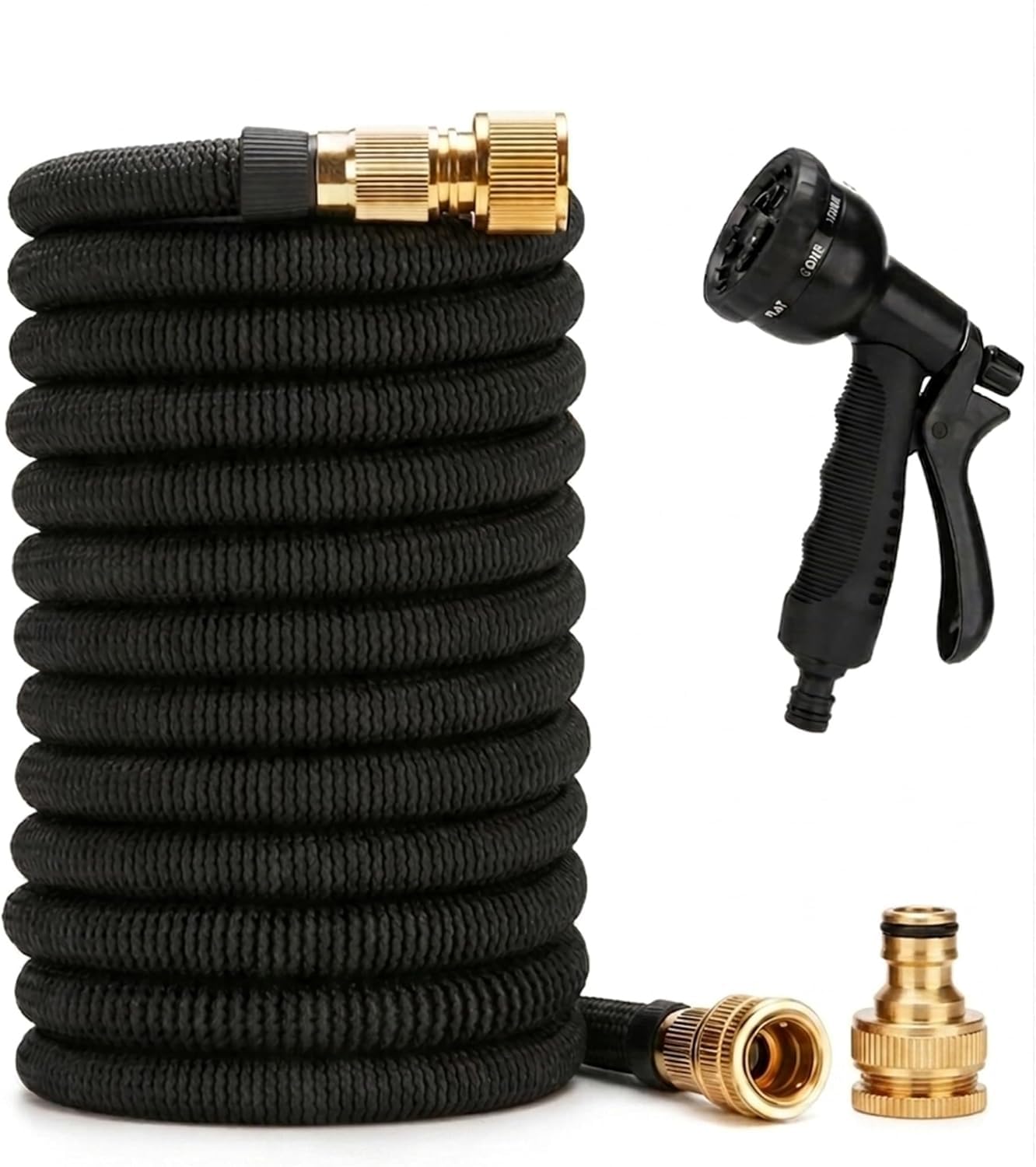 Tubo da Giardino Estensibile Ispessito 30m 100FT Canna Acqua con 8 Funzioni con Pistola Acqua Giardino & Adattatore Universale 1/2" e 3/4 per Prato, Giardino