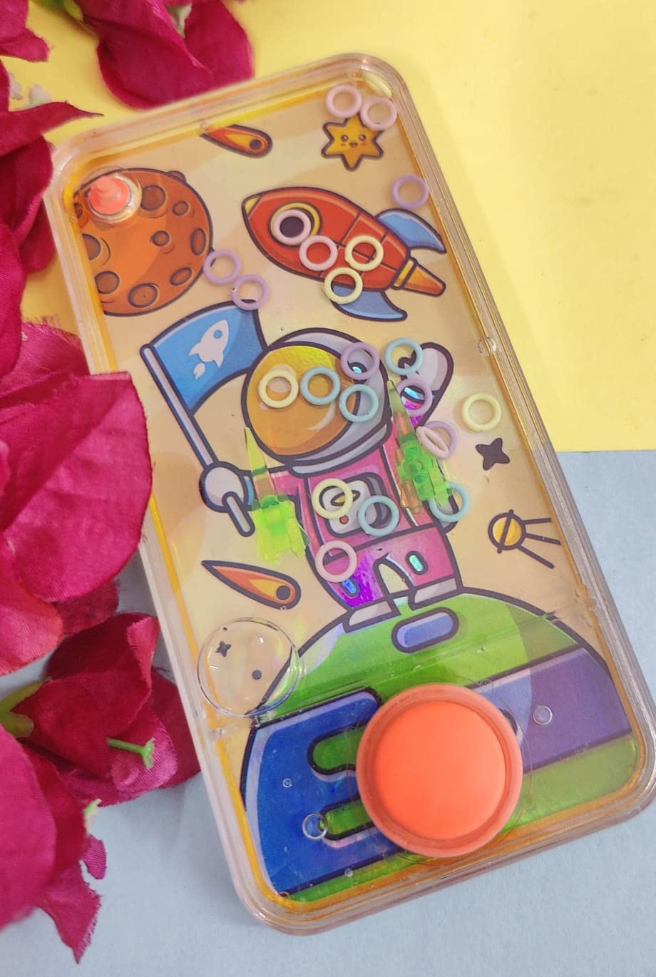 Amanvani Unicorn Space Rocket Shape Water Game Hand Held Water Game Console Toy Water Ring Game For Kids Party Return Gifts (1 Piece), Multicolor