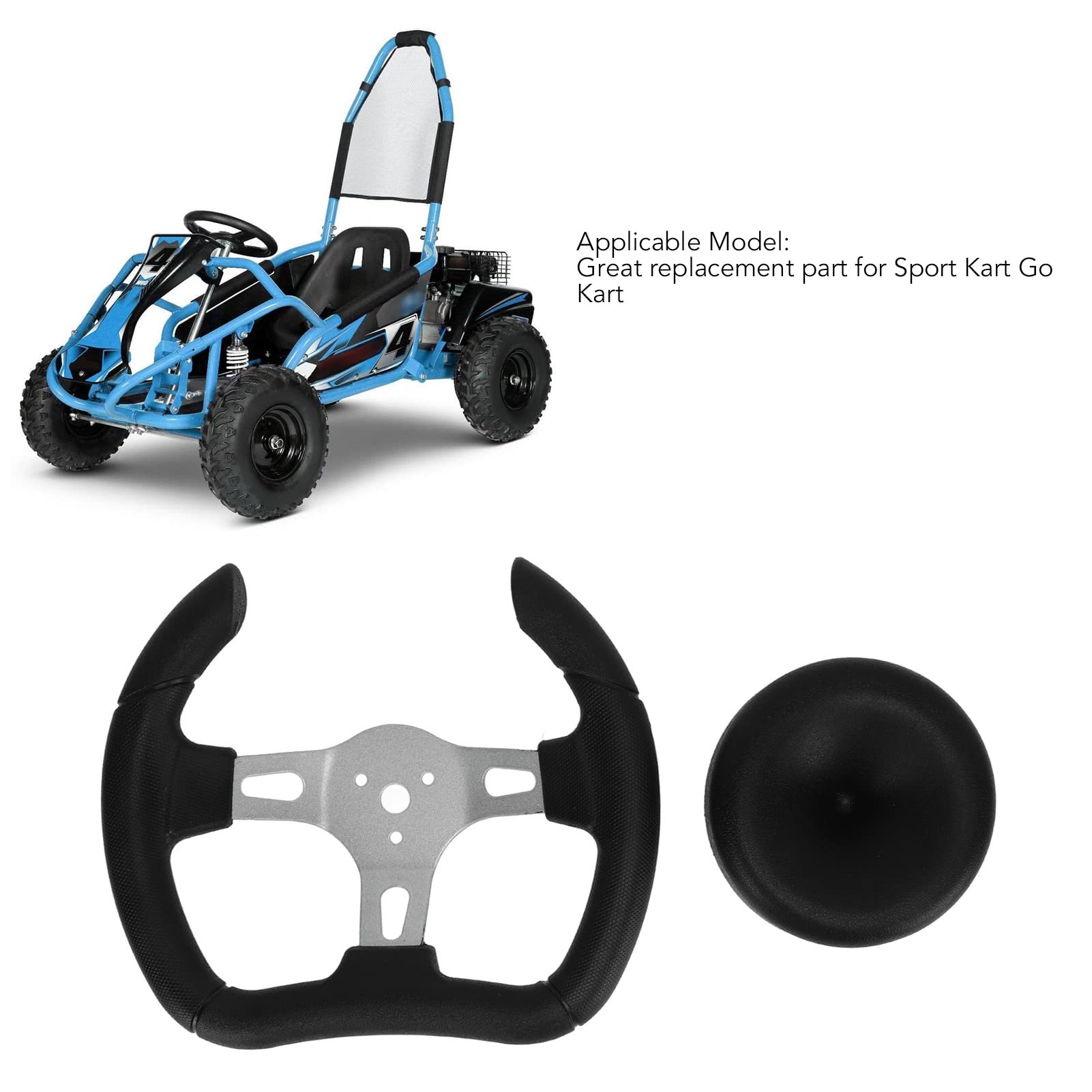 Volante Kart, Volante de Carreras Aleación de Aluminio 277 Mm Protección de Seguridad para Vehículos de 4 Ruedas