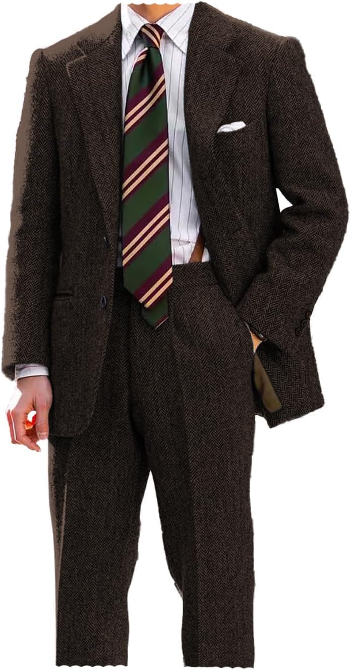 Mens Suit Piece Herringbone Tweed Suits Vintage Nigeria Ubuy