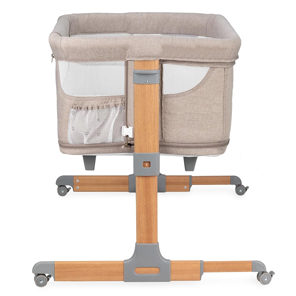 Momi Lettino multifunzione SMART BED 4-in-1, lettino co-sleeping e box, per bambini fino a 15 kg di peso, con altezza regolabile a 5 livelli, con materassino, cinghie di fissaggio e rotelle