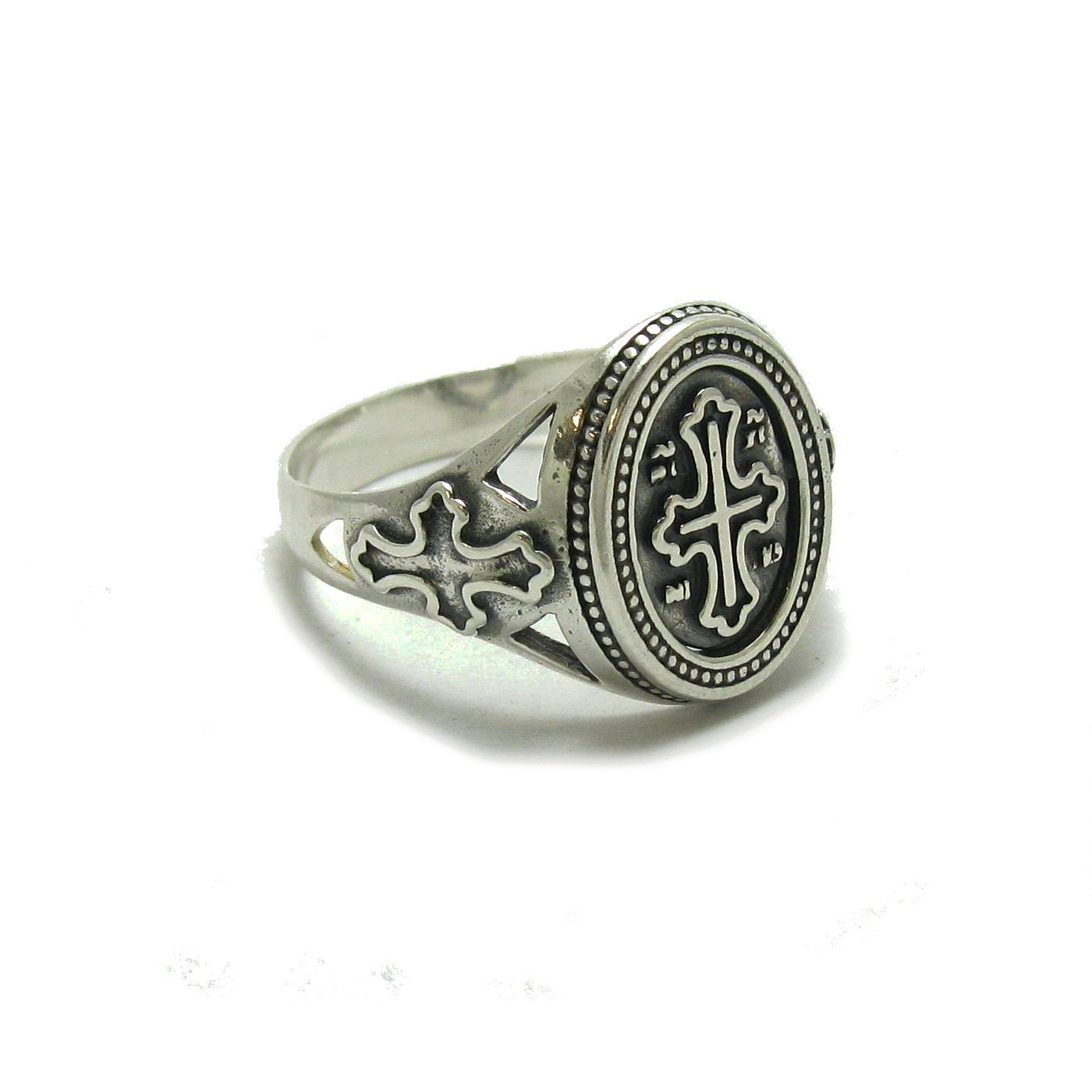 Anillo de plata para hombre macizo Cruz 925 Guardar y preservar R001789