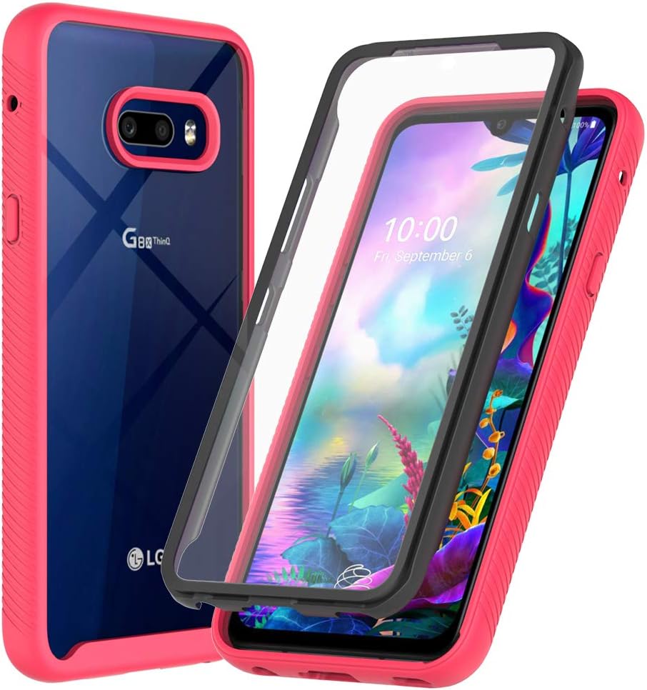 ONOLA Designed for LG G8X ThinQ Case,Three Defense Built-in Screen Protector Crystal Clear Full Body Shockproof Slim Fit Cover for LG G8X ThinQ/LG V50S ThinQ (Pink)