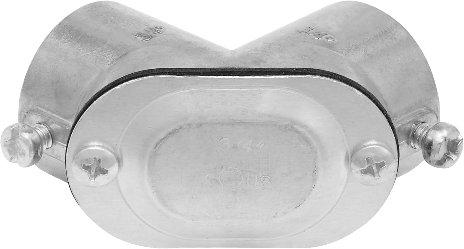 Maxxima 3/4 in. Conduit Pull Elbow, Rigid EMT or RMC Fitting for Wire Installation, Right Angle 90-Degree Bend, Threaded, Zinc Die Cast (6 Pack)