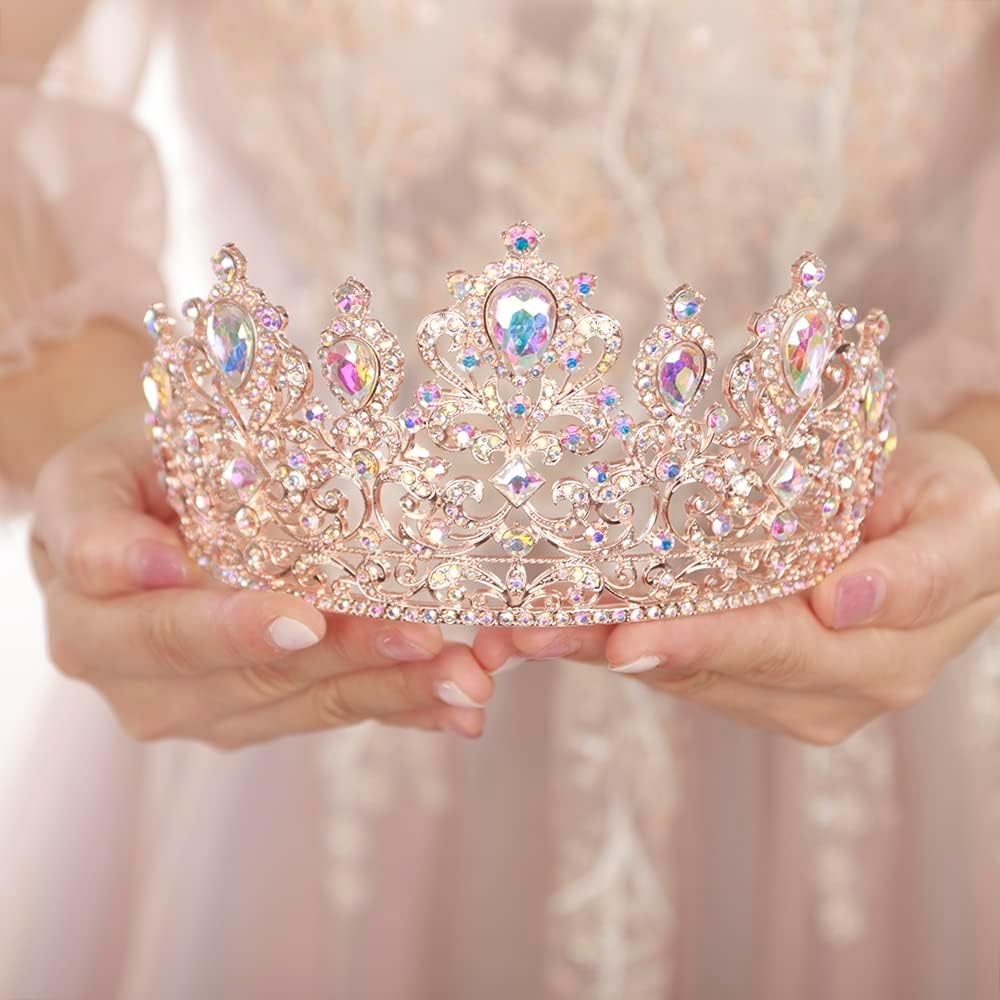 JWICOS Baroque Vintage Rhinestone Tiara Royal Crystal Crown Tiaras for Women Princess Crown Tiaras Bridal Hair Accessories for Wedding Prom Pageant Birthday Party