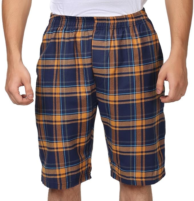 Men’s Extra Plus Size Long Bermuda Shorts - Swiss Cotton Laffar Checkered Fabric, Stylish & Comfortable with Wider Waistband & Pockets.-image-20