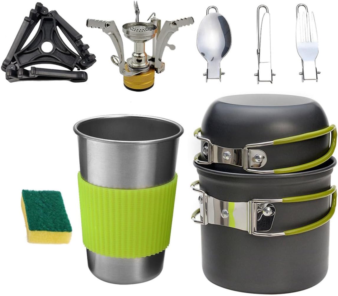 Camping Cooking Set for Two with Aluminum Alloy Pots and Handle