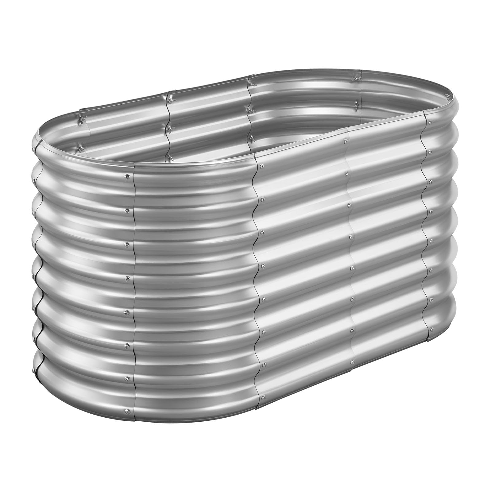 VEVOR Potager Surélevé Métal 120x60x60 cm Carré Potager Surélevé Galvanisé Lit de Jardin Ovale Bac de Jardinage Fond Ouvert pour Culture de Légumes Fleurs Herbes Aromatiques Plantes Grasses, Argenté