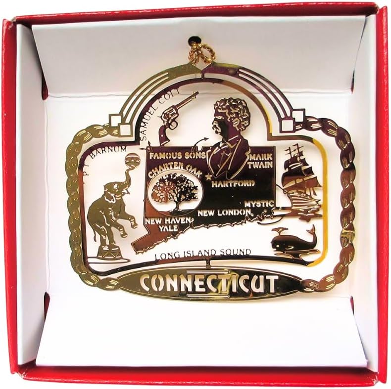 Connecticut Brass Ornament State Landmarks Souvenir
