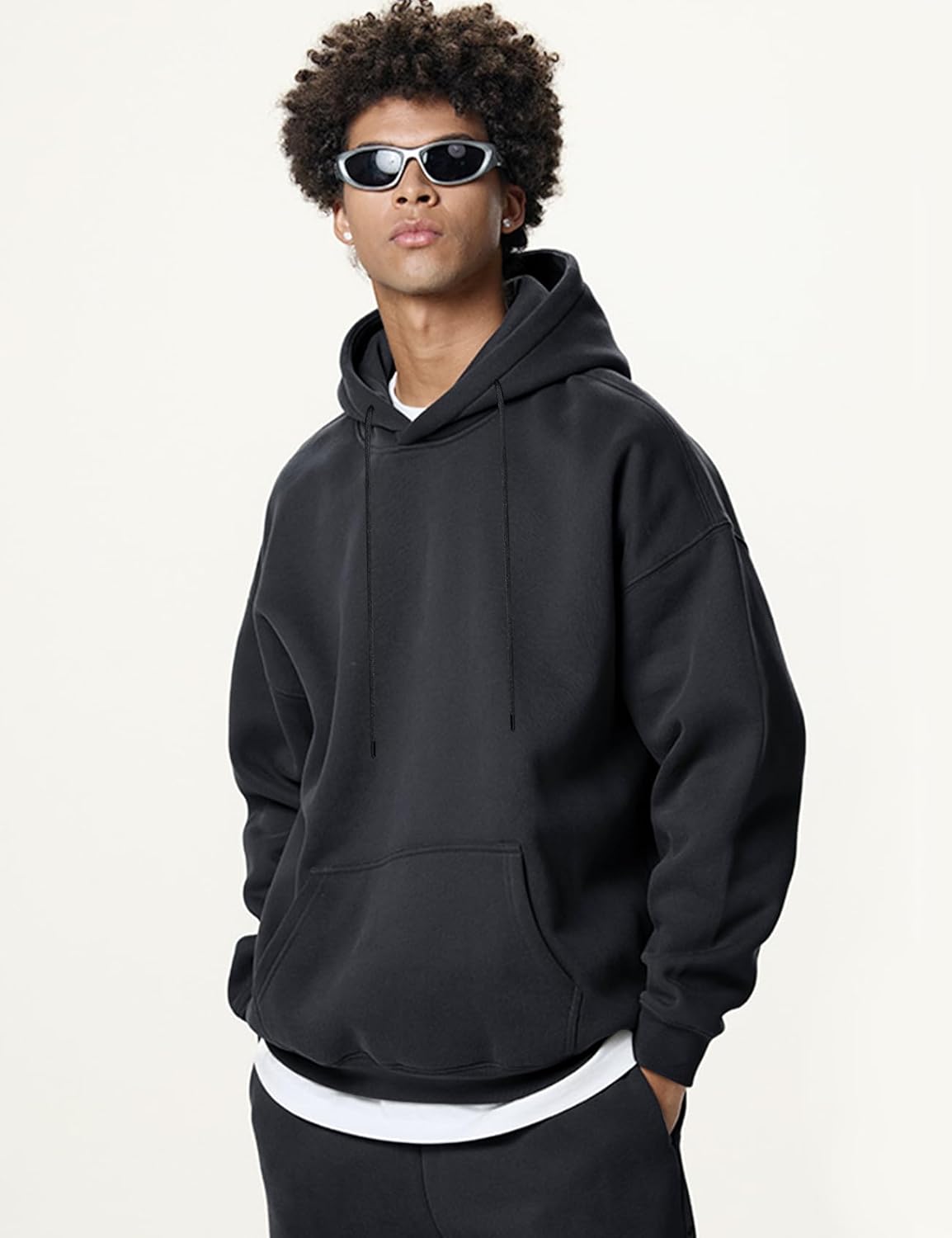 Flygo Mens Hoodie Oversized Fleece Pullover Fashion Hoodies Casual Active Long Sleeve Hooded Sweatshirt - Image 4