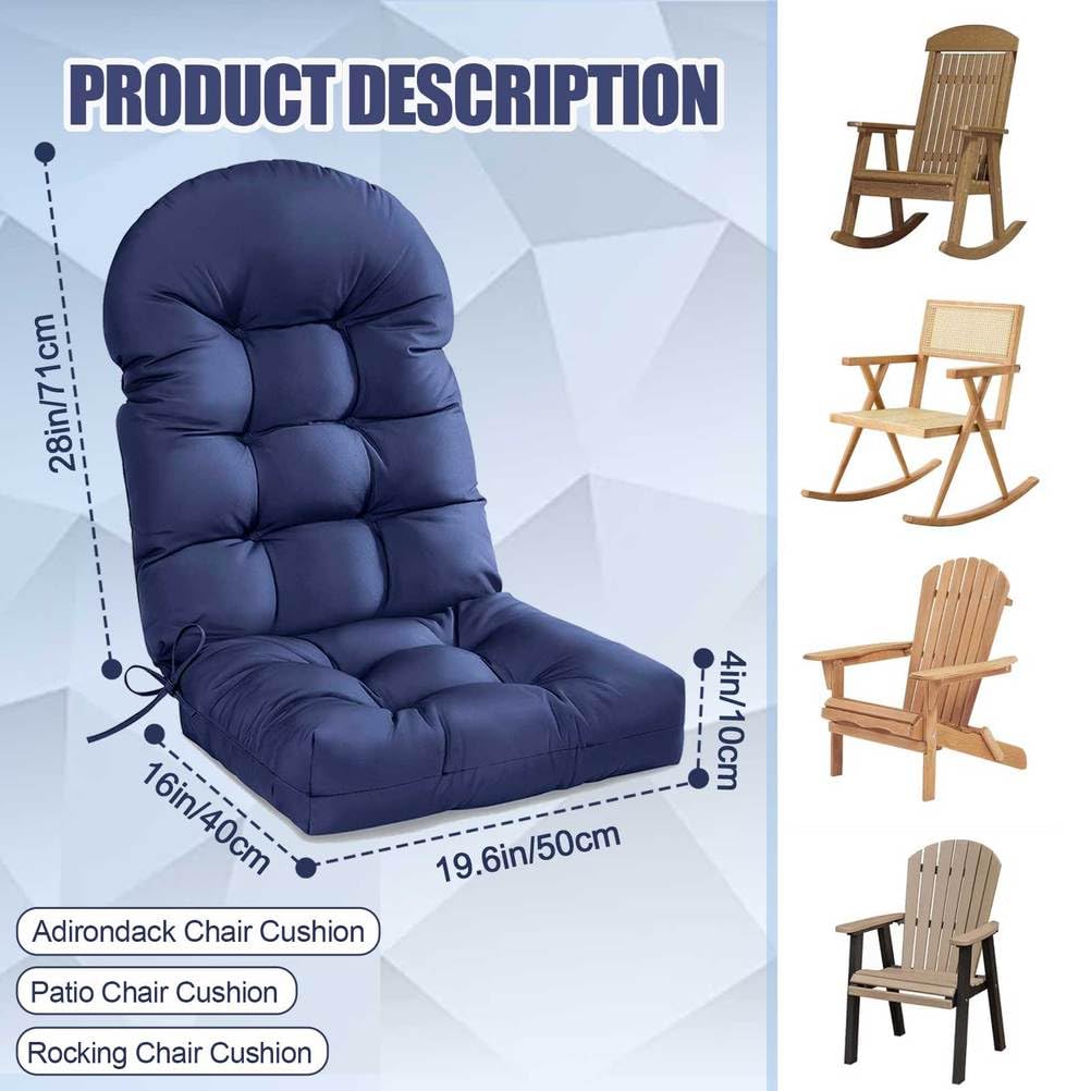 Coussins pour Fauteuil à Bascule, Ensemble de Coussins de Remplacement Résistants à l'eau pour Fauteuil à Bascule pour Terrasse, Porche et Jardin, Coussins d'intérieur/Extérieur ,Dark Gray,1 Piece
