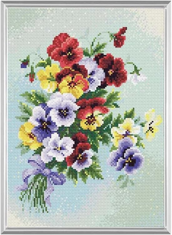 RIOLIS Diamond Mosaic Embroidery Kit 10.75"X15"-Pansy Medley -RAM0016