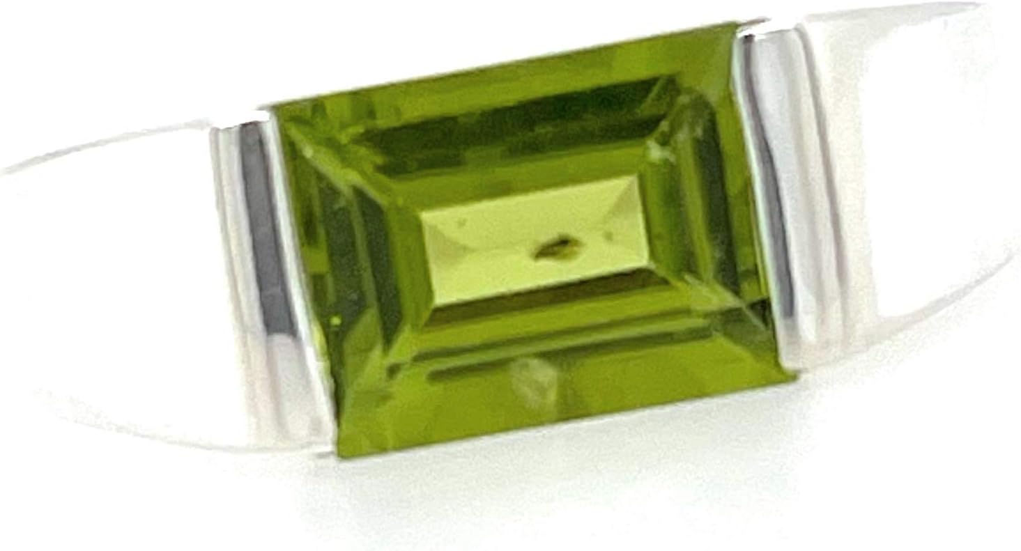 Genuine 2ct Green Peridot 925 Sterling Silver Men's Ring Size 7, 8, 9, 10, 11, 12, 13