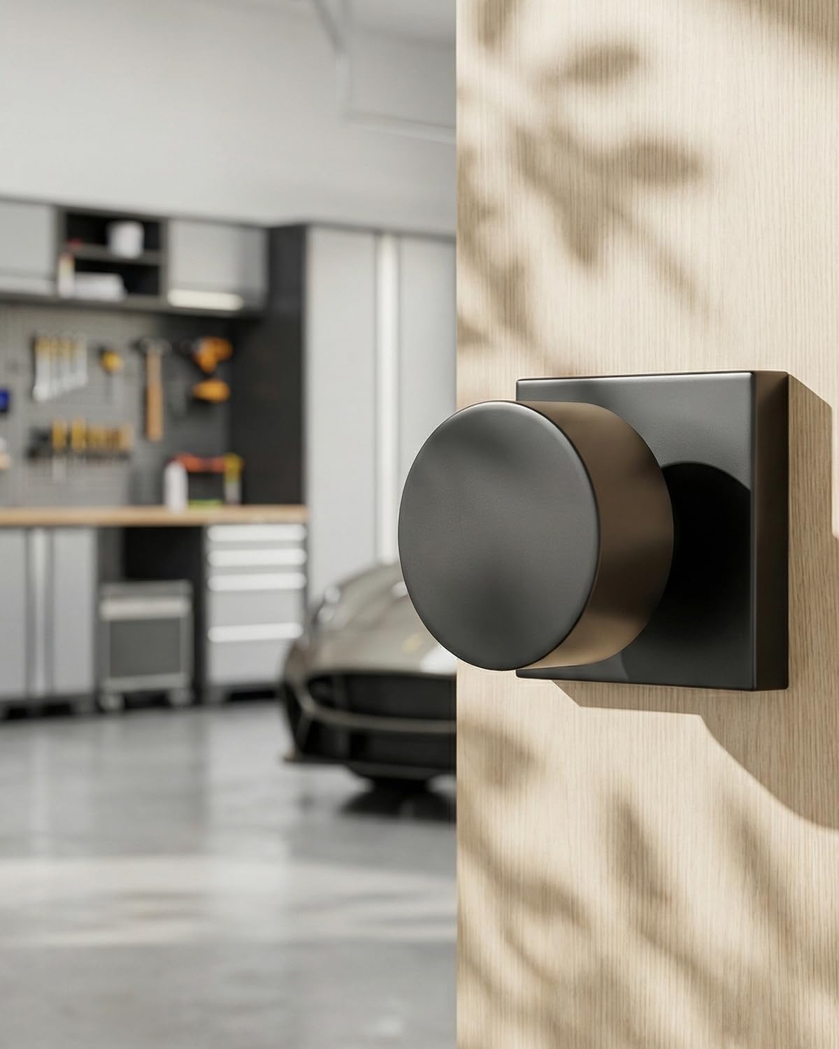 Goldenwarm Matte Black Passage Door Knobs Interior, Zinc Alloy Matte Black Door Knob for Hallway & Closet & Living Room, Non-Locking Function, Adjustable & Reversible - 6 Pack