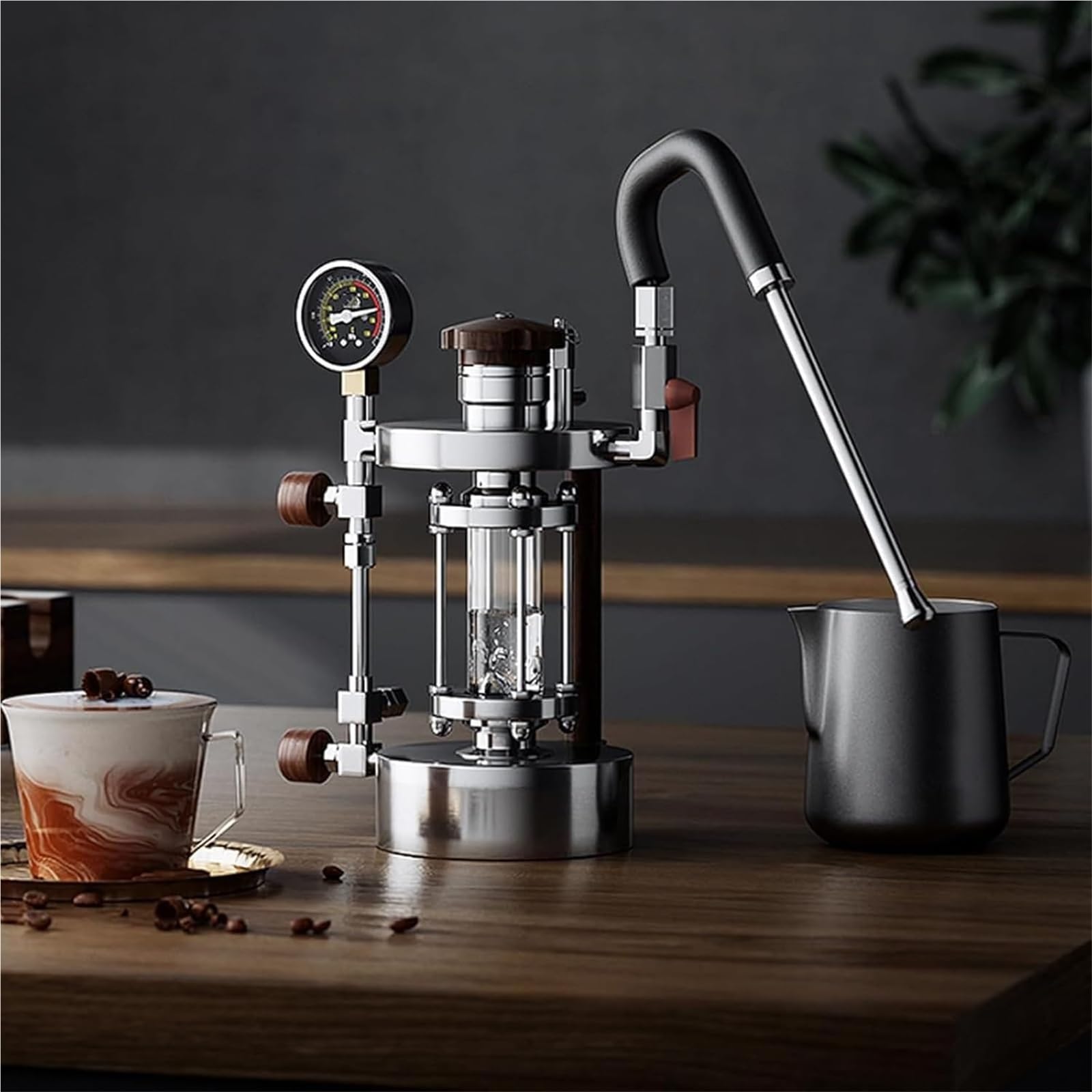 Przenośny elektryczny spieniacz do mleka i parowar, ręczny przyrząd do robienia pianki do cappuccino, latte, gorącej czekolady, pojemność 700 ml, regulowana różdżka parowa, ciśnienie 1-2,5 bar