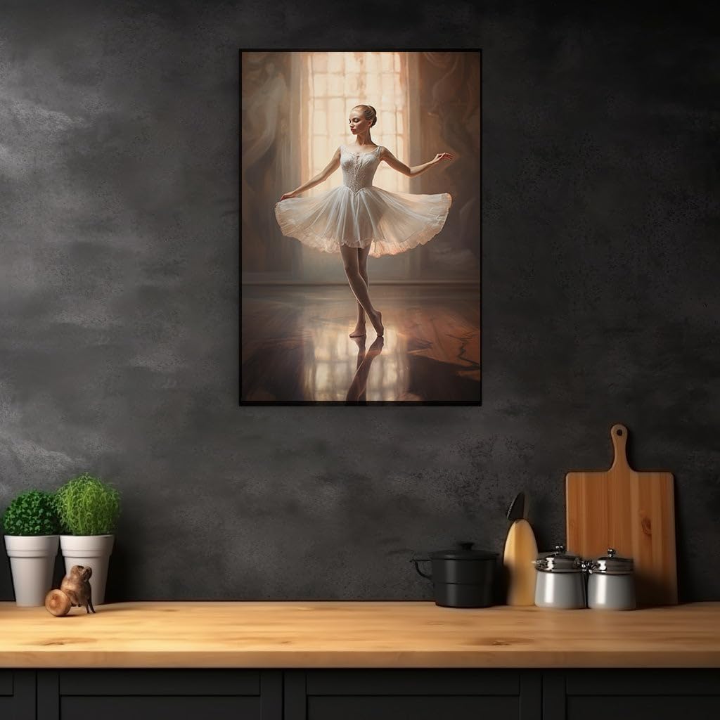 Canvas for Living room. Elegance in Motion The Serene Beauty of Classical Ballet Unveiled, 27 x 18 inch Canvas Wall Art - Contemporary Masterpieces - Modern Home Decor