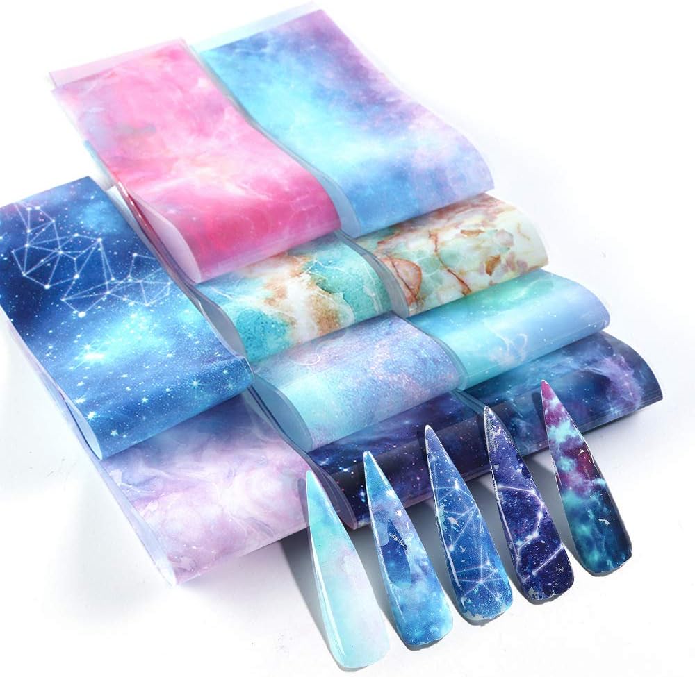 10 roll 20cm Constellation Star Sky Universe Galaxy Marble Series Nail Foil Sky Dream Catcher Transfer Sticker Nail Art (3)