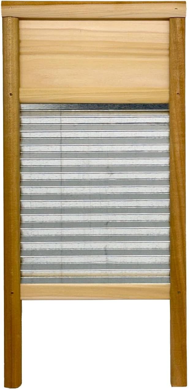 Lehman's Galvanized Steel Manual Washboard, Rub-A-Dub, Wavy, V Crimp, for Function, Decor, or Music, Small 18 in x 8.5 inches