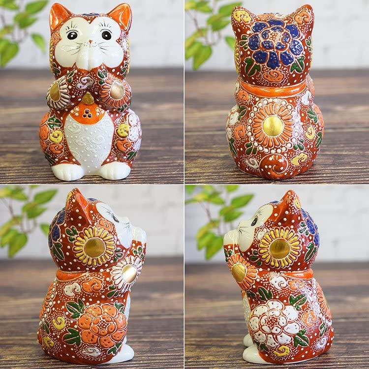 Amazon.co.jp: 開運 九谷焼 お祈り猫 赤盛 風水 グッズ 陶器 置物