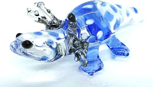 Miniatura 10 de Sansukjai Axolotl - Figuras artísticas en miniatura de vidrio soplado a mano, animales coleccionables, regalo para decoración del hogar (azul