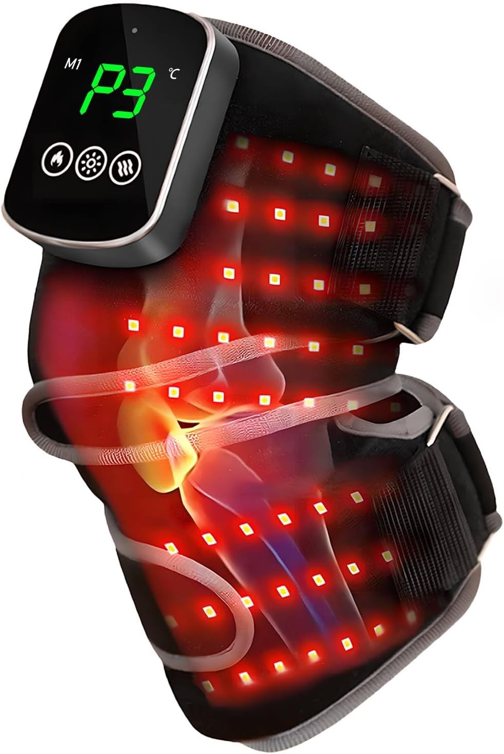 Longzhuo Heated Knee Massager, 5 Heating Levels & 3 Vibration Heating Pad for Knee Pain Relief, Knee Massager with Heat and red Light Therapy, Gifts for Seniors Men Women