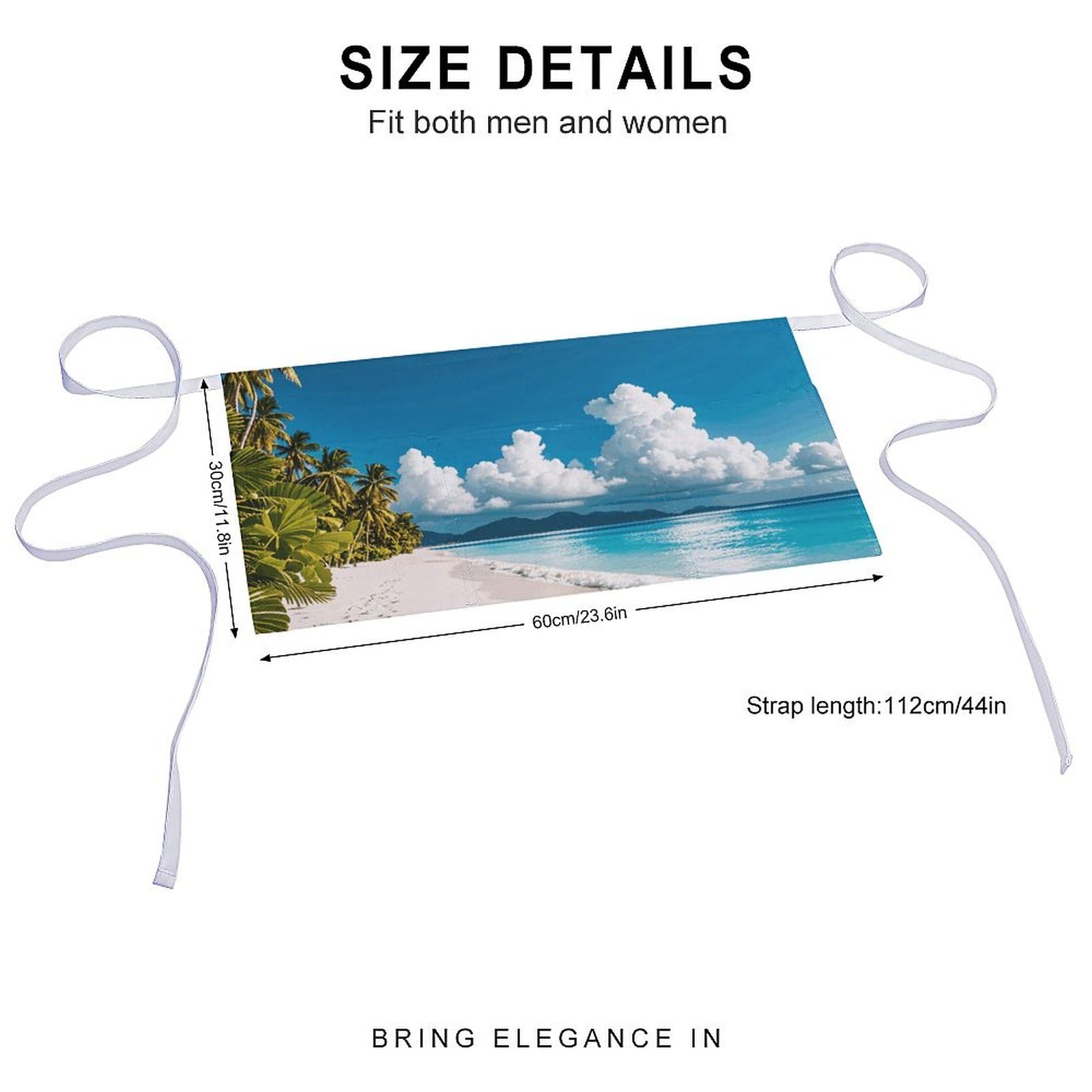 DJUETRUI White Beach Tropical Sea Adjustable for Women Men with Pockets Extra Long Lab Apron Butcher Apron Oxford Cloth Cotton Apron for Kitchen Cooking Baking