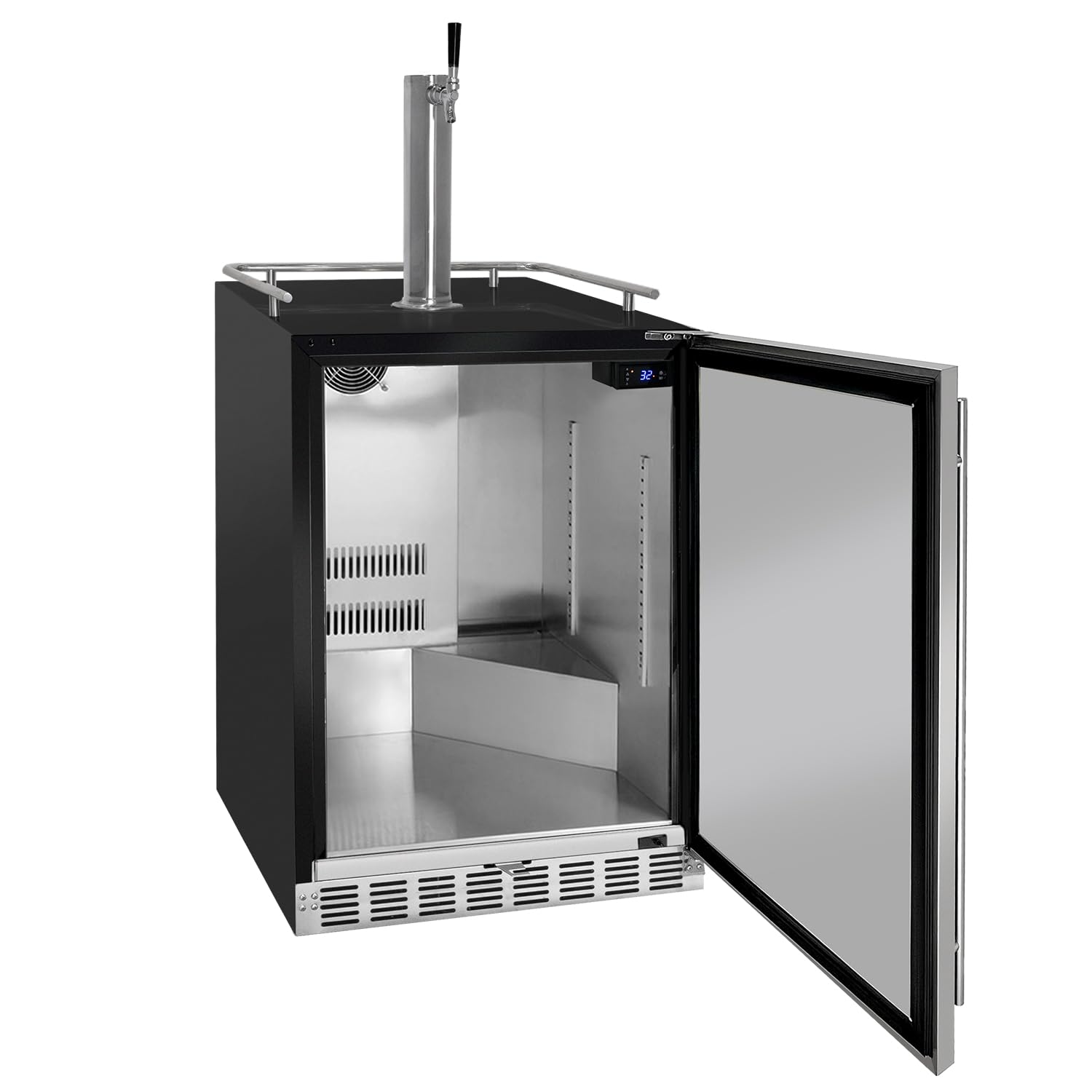Kegco Kegerator 24" Wide Single Tap Black/Stainless Steel Undercounter Beer Dispenser HK38BSU-1 on Fridge.com