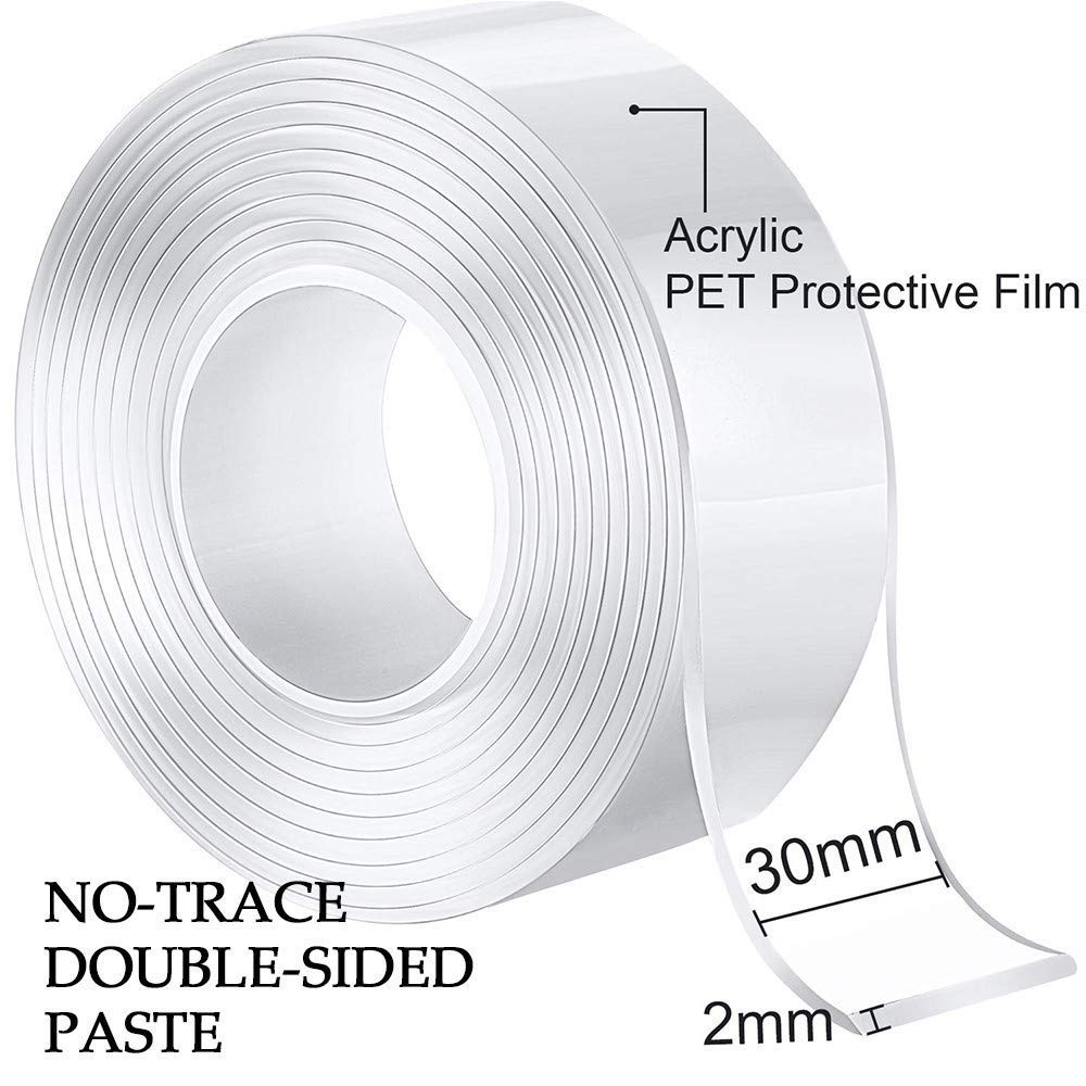 Cinta Adhesiva De Doble Cara Transparente 6 Metros - Reutilizable, Lavable, Sin Residuos, 1mm Y 2mm Grosor
