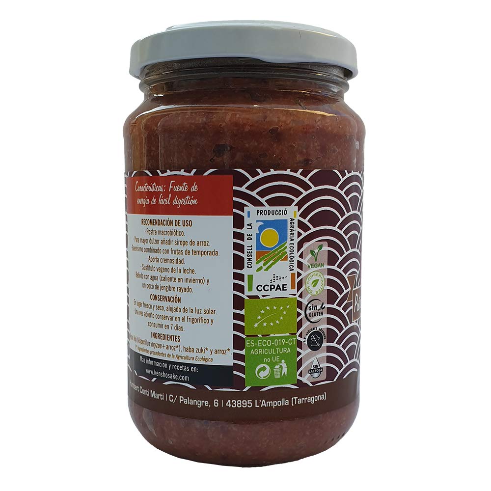 Kensho | Anko Amazake | Postre dulce de Arroz y soja roja | Sin azúcar añadido| Ecológico | 380 gr
