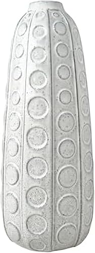 Mikasa Jarrón de cerámica texturizado de punto blanco en relieve, 6.1x6.1x15.35 pulgadas