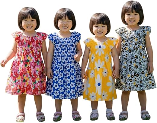 Mudgal India Creations Baby Girl Cotton Knee Length MIDI/Frock (Pack of 4 Nos.)