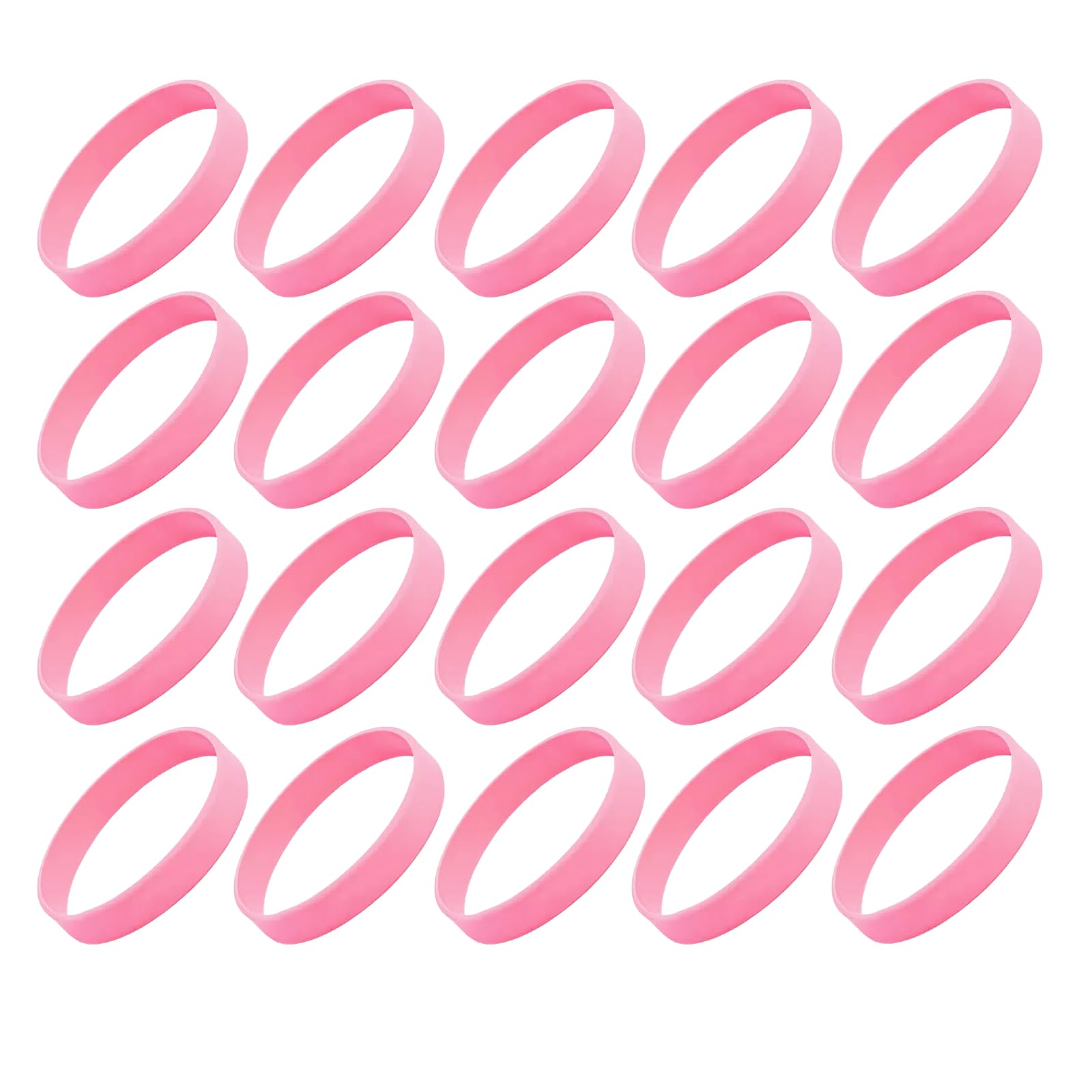 20Pcs Pink Silicone Wristbands,Elastic rubber Bracelets,Silicone Bracelets,Sports Rubber Bracelets for Events