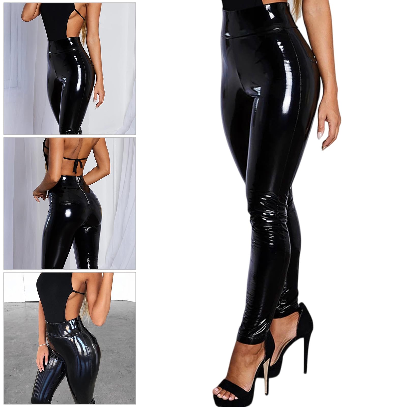 Shines Leggings de sport métallisés Pantalon crayon lumineux Mode Fitness Jeggings Couleur Bonbon Pantalon Leggings en similicuir pour femme
