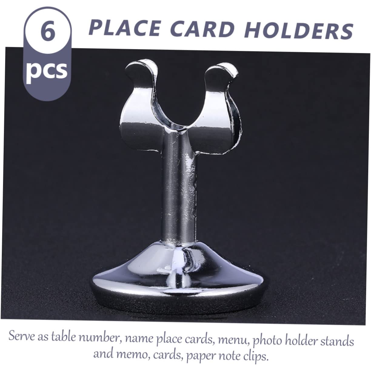 Soportes para Tarjetas Multifunción 6piezas de Acero Inoxidable en Forma | Accesorio de Escritorio, Porta Tarjetas Identificativas Mesa, Uso en Oficina y Eventos