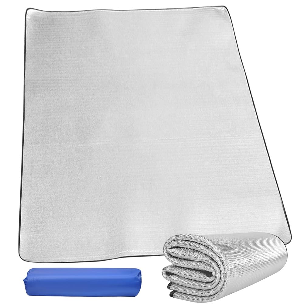 Yuragim Alu Isomatte Schaummatten 200x200 cm Isoliermatte Isolierdecke Faltbare Camping Isomatte mit Aluminium Beschichtung Thermomatte Bodenmatte Isoliermatte Schlafmatte Zeltunterlage Ultraleicht Sport & Freizeit