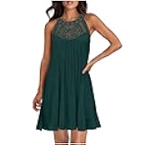 Summer Dresses for Women 2025 Halter Casual Sleeveless A-Line Tiered Swing Mini Dress Beach Vacation Sundress