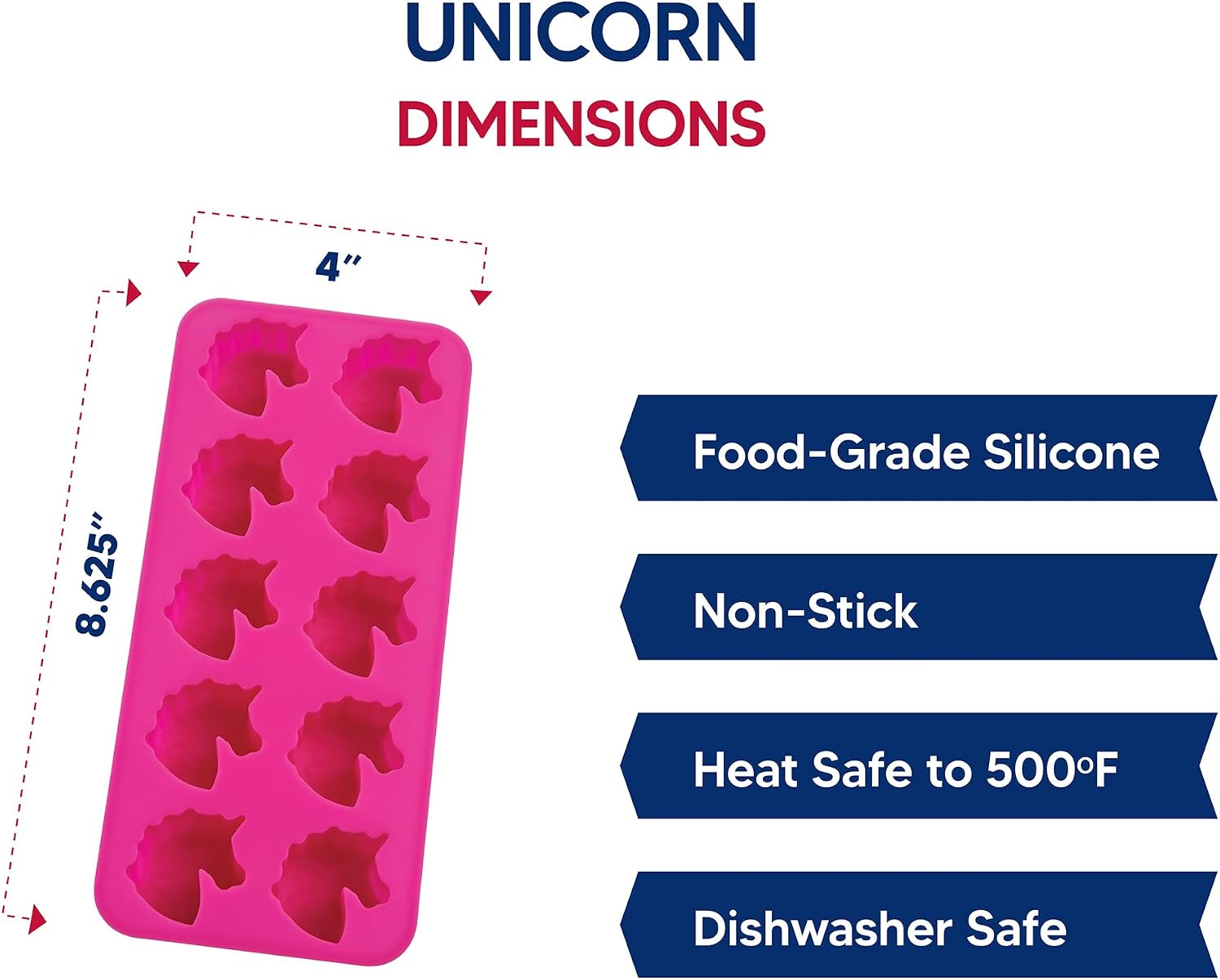HIC Kitchen Silicone Unicorns Ice Cube Tray, Non-Stick, Makes 10 Unicorns