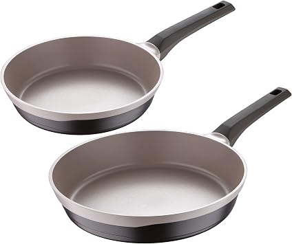 MasterPro - Frying Pans 24cm/28cm Set of 2 - Gastro Induction Cast Aluminium Pan Set, Professional Quality, Titanium Coating, Ovenproof