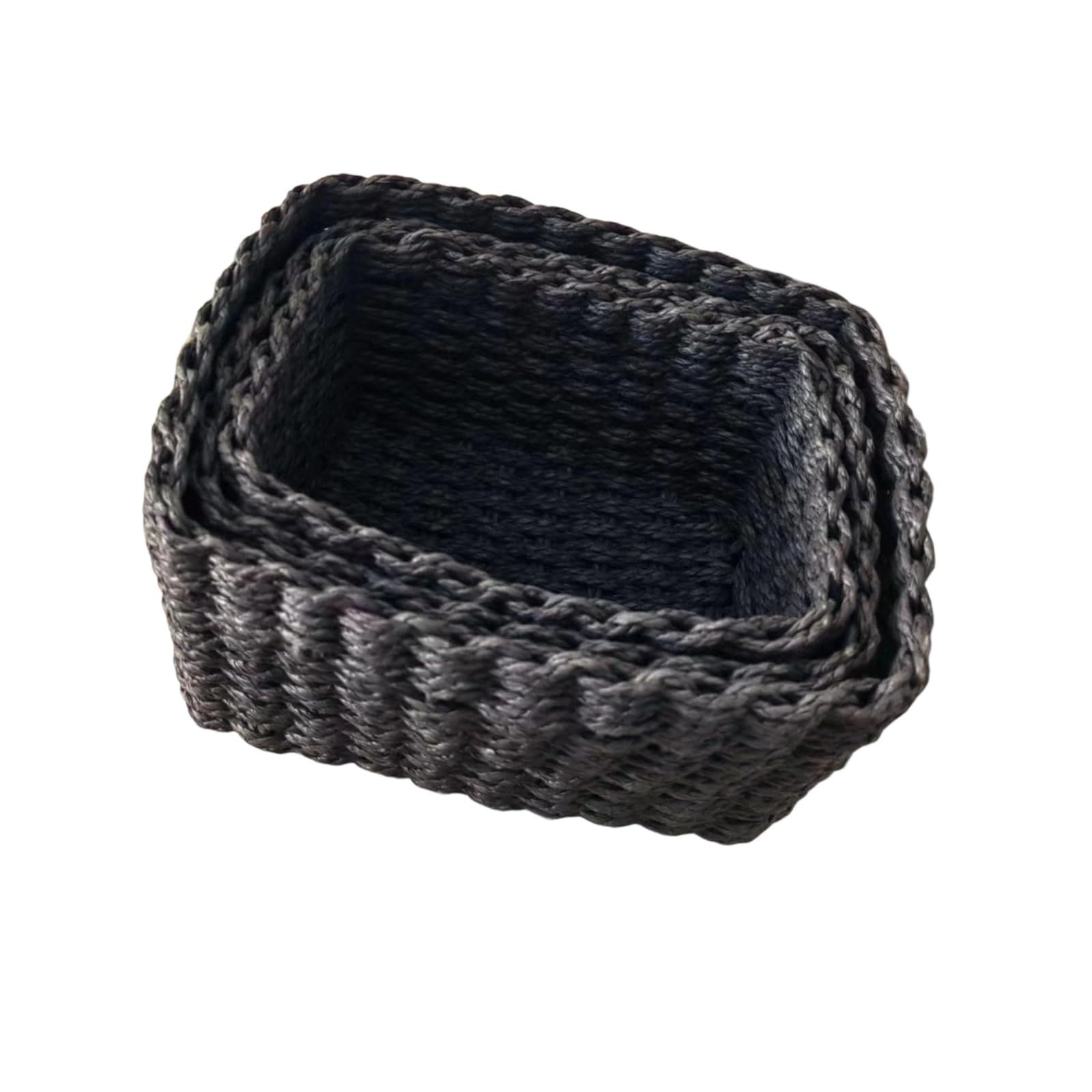 3PCs Sturdy Woven Paper Organizers Baskets Portable Storage Containers for Clothes Shoes Household Items Paper Rope Storage Basket Set