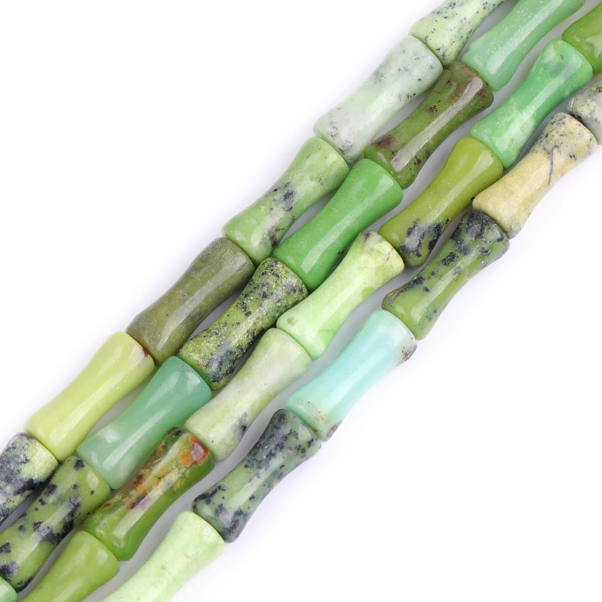 GEM-Inside 5x12mm Natural Green Opal Stone Plant Bamboo Knot Bone Beads for Jewelry Making Power Energy Chakra Stone Beads