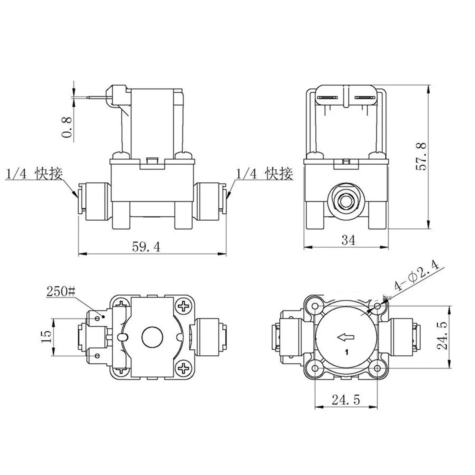 Normalerweise geschlossenes elektrisches Magnetventil, magnetischer Wassereinlass-Flussschalter, 1/4 Zoll, DC 12 V, 24 V, 220 V(24V)