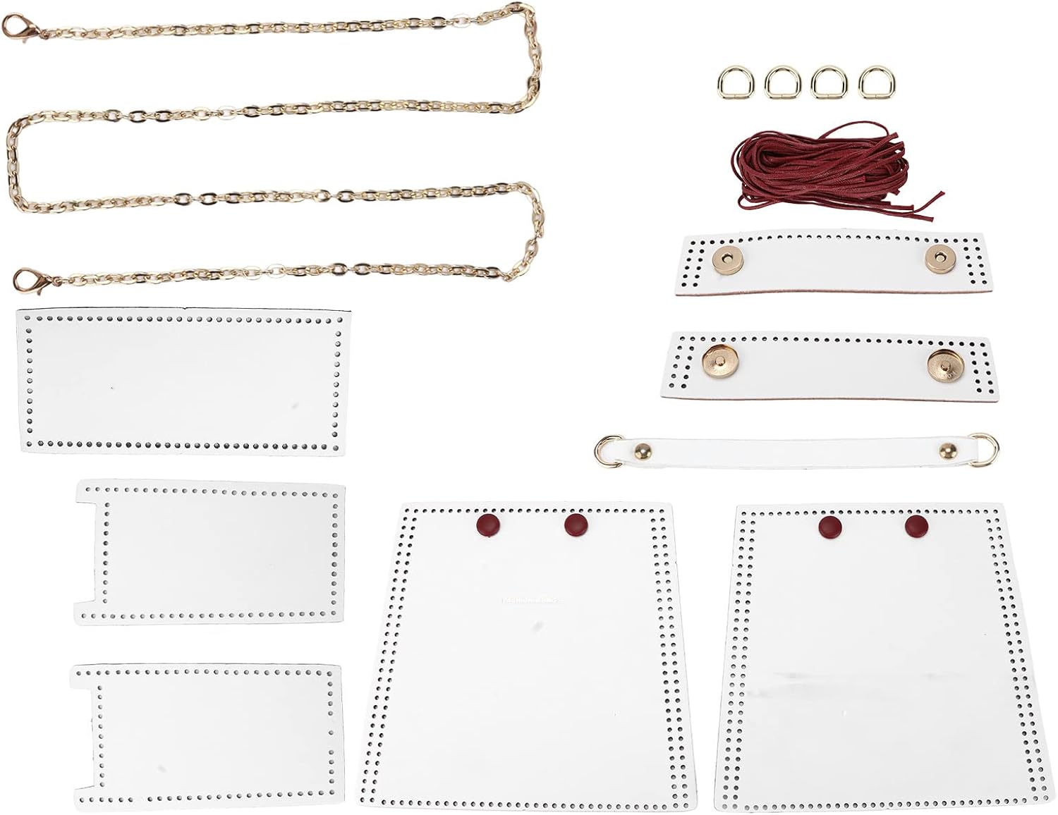 Ycauty DIY Stylish Retro PU Leather Bag Set for Crocheted Handbags Lovers, 8 Semi-Finished Bags, 6 Clotheslines, 1 Necklace, 4 Buttons, Good Gifts for Fashion Lovers (White)