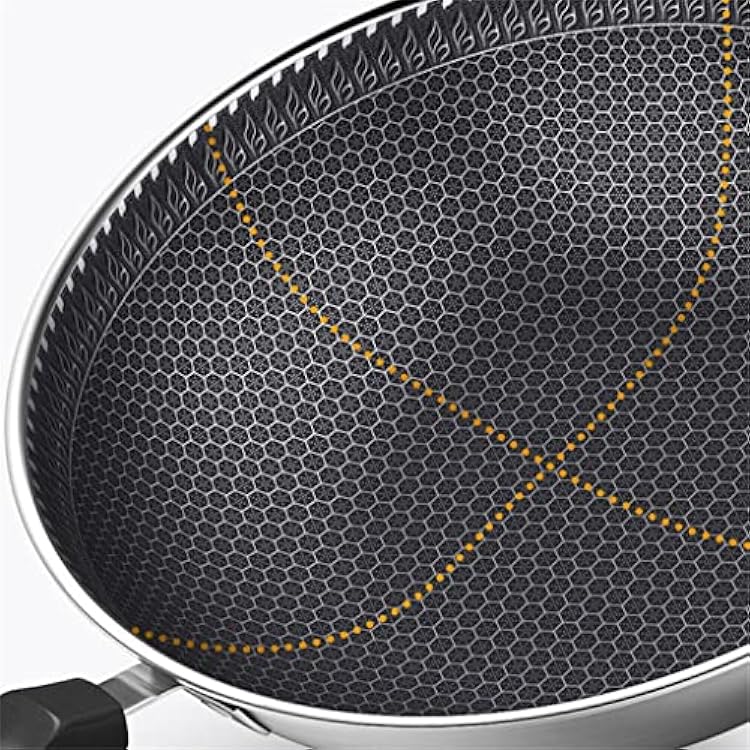 Cooking Pot, Frying Pan,Non-Stick Pan Double-Sided Honeycomb Stainless Steel Wok W Ithout Oil Smoke Frying Pan Wok Without Phosphorus