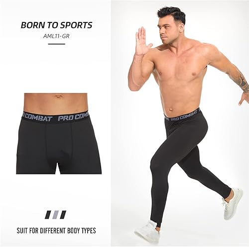 Miniatura 4 de SS COLOR FISH Paquete de 3 pantalones de compresión para hombre, atléticos, capa base, leggings de entrenamiento, mallas para correr para hombre