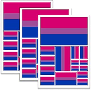 QQSD Bisexual Bi Pride Flag Sticker LGBT Decal in Multiple Sizes, 3 Pack, 11.7 x 8.3 Inches