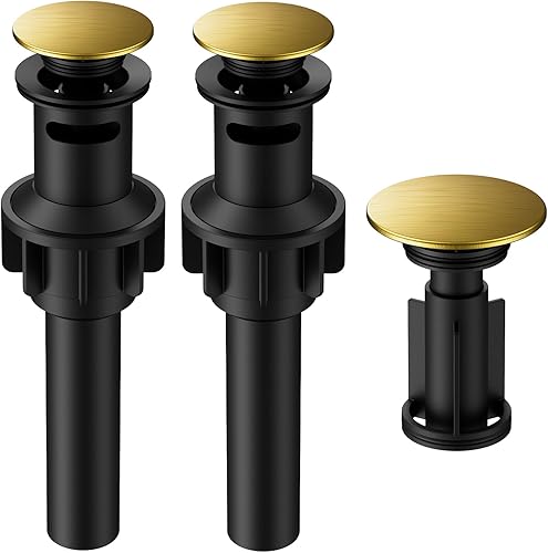 Miniatura 14 de Desagüe para lavabo con rebosadero, tapón para lavabo Hurran para mueble de baño con fregadero de recipiente, desagüe emergente de plástico