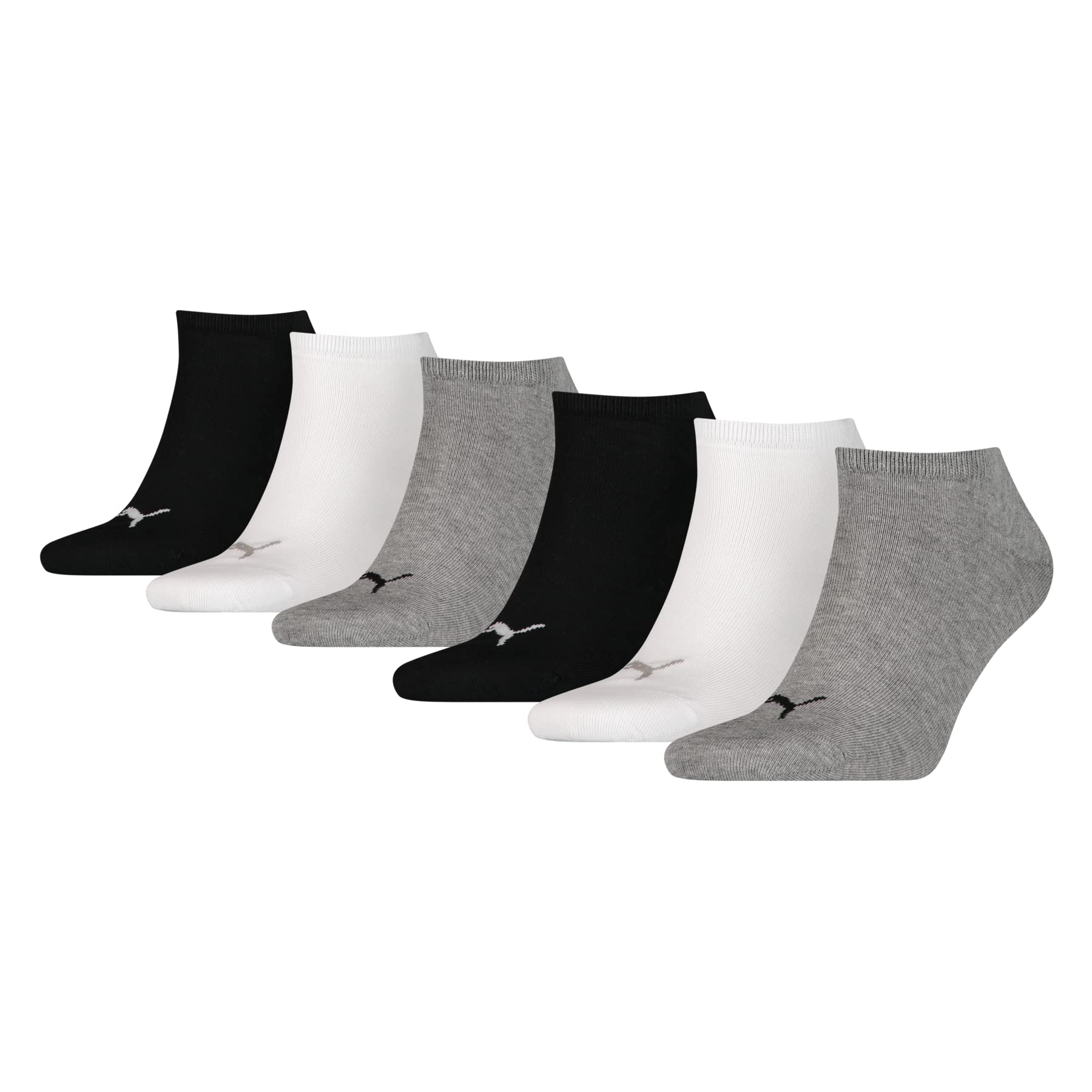 PUMA Unisex Plain Sneaker Socks (6 Pair Pack) black/grey, 2.5-5