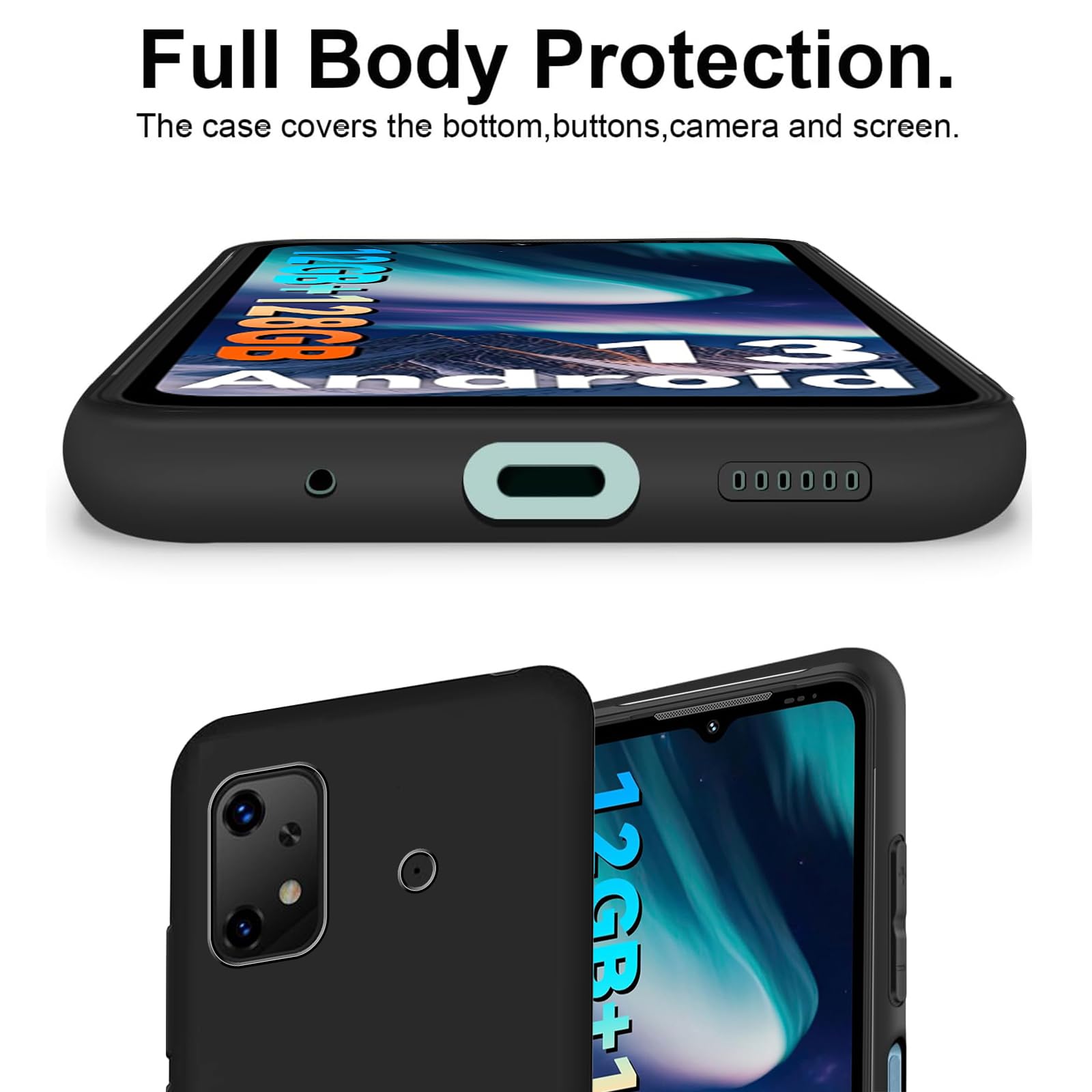 KUSINHOKA Case Compatible with UMIDIGI BISON X20 + 2 Pack Screen Protector Tempered Glass,Anti Scratch,Drop Protection,Non Slip Soft TPU Thin Full Body Protective Phone Cover,Black - Image 4