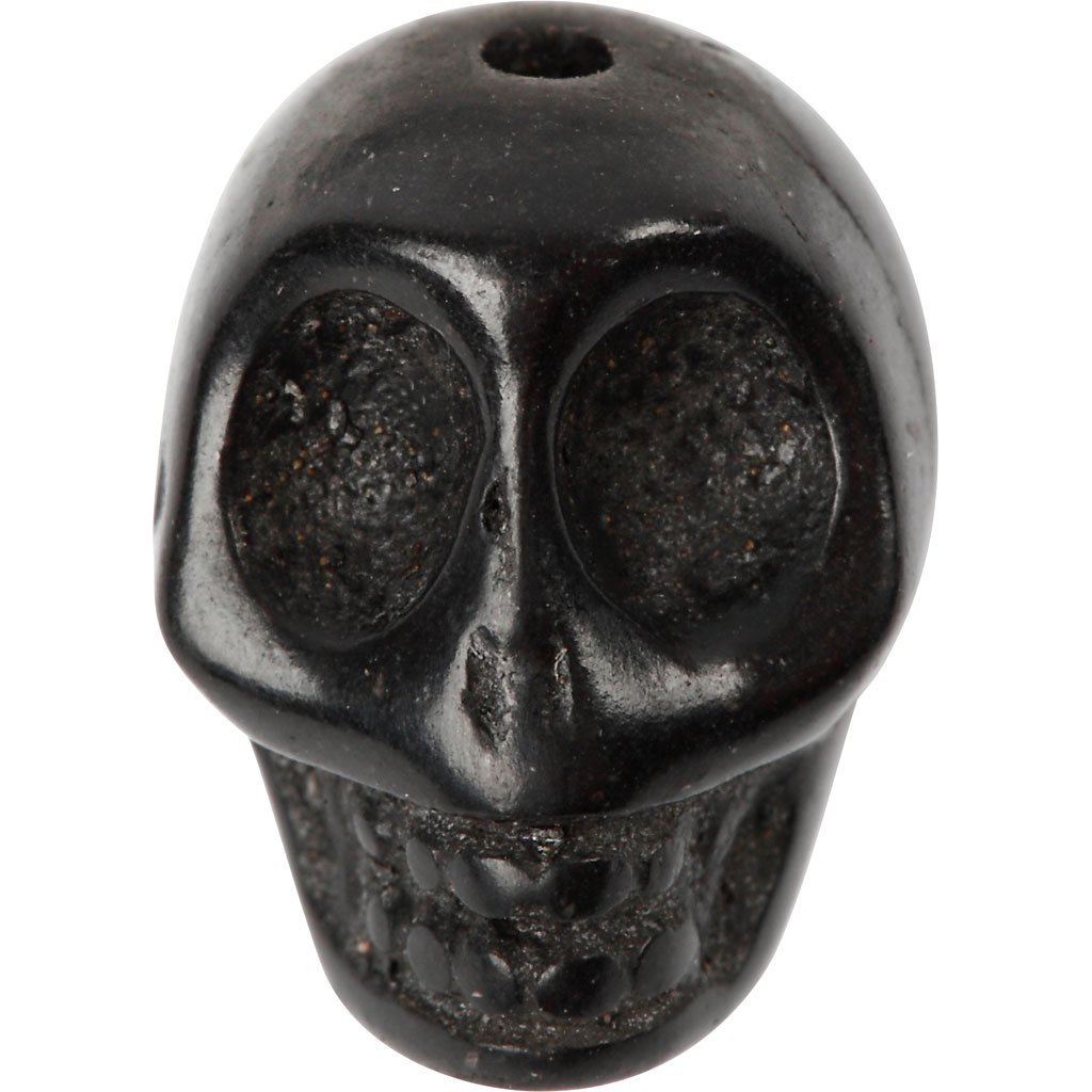 Howlite Beads, D: 12 mm, black, skull, 32pcs - Image 2